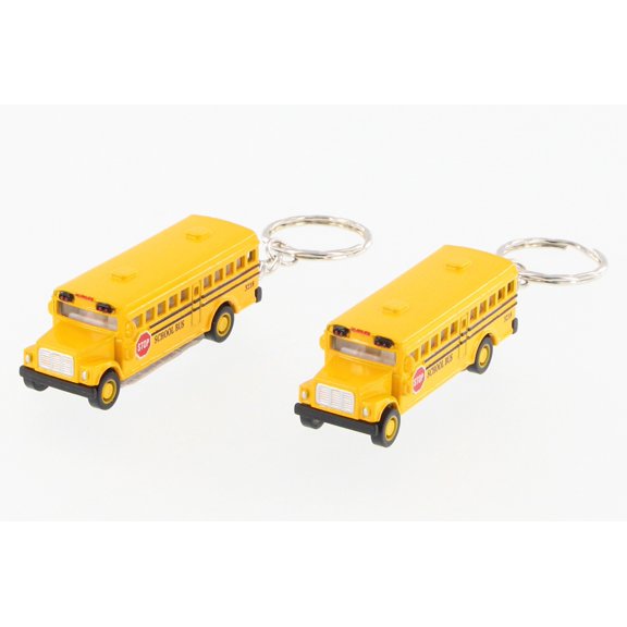 School Bus Key Chain, Yellow - Kinsmart 2523DK - 2.5" Scale Set of 12 Diecast Model Cars