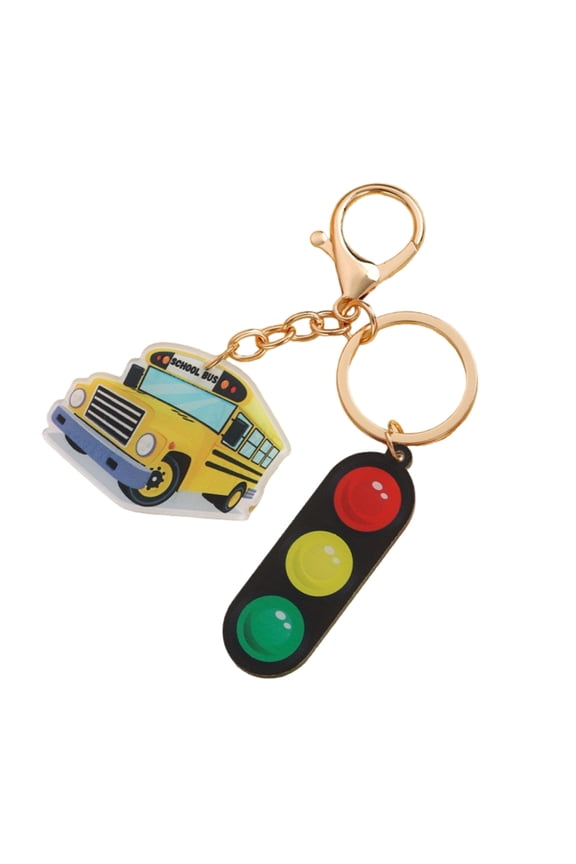 School Bus Keychain Pendant Traffic Light School Bus Hanging Keychain Backpacks Charm Accessories Graduation Season Gift
