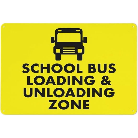 School Bus Loading and Unloading Zone Safety Metal Tin Sign for Home Business Driveway 12 x 8 Inch