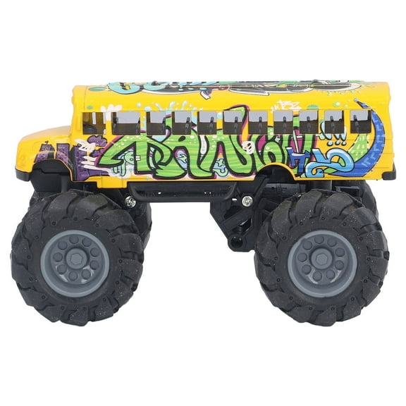 School Bus Monster Trucks Die Cast 1:43 Yellow Toys Cars Models,Bus Casting Car Model,Bus Car Model Alloy Large Wheels High Simulation Pull Back School Bus Toy graffiti yellow