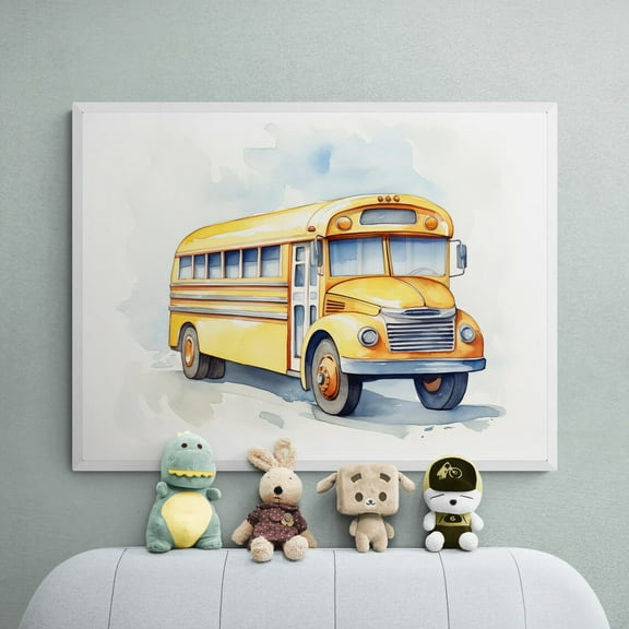School Bus Print, Transportation Art, Car Art Decor, Transport Poster, Vehicle Automotive Wall Decor, Playroom Wall Art Wall Art, Modern Wall Decor, 12x18 UNFRAMED