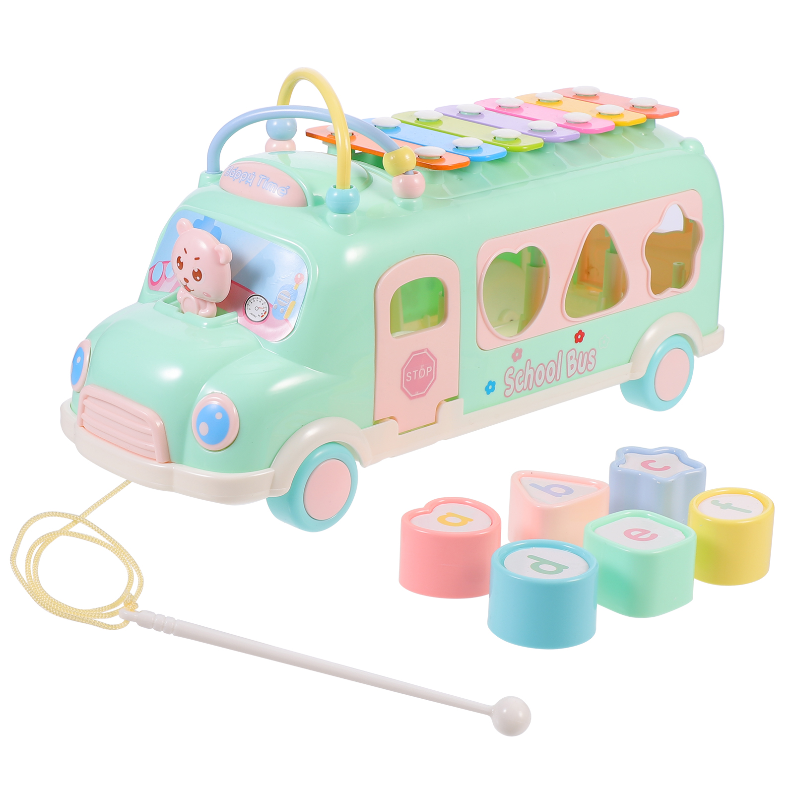 School Bus Shape Xylophone Bus Toy Educational Playthings Xylophone