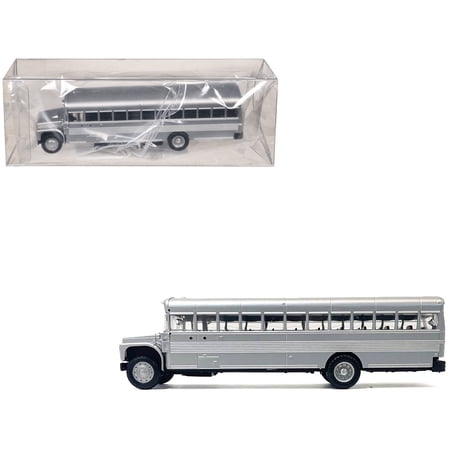 School Bus Silver Metallic 1/87 HO Plastic Model by Promotex