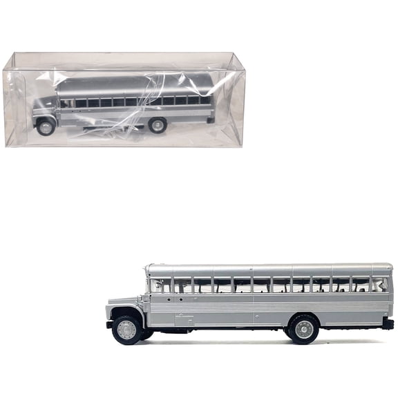 School Bus Silver Metallic 1/87 (HO) Plastic Model by Promotex