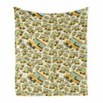 thumbnail image 1 of School Bus Soft Flannel Fleece Throw Blanket, Vehicle Illustrations Background Pattern Repetitive Doodle for Little Ones, Cozy Plush for Indoor and Outdoor Use, 50" x 60", Multicolor, by Ambesonne, 1 of 6