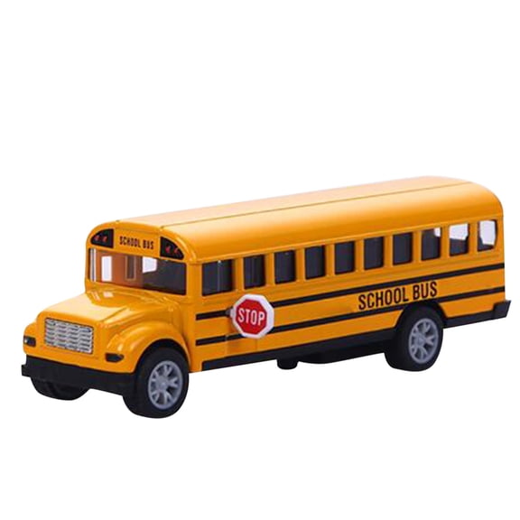 School Bus Toy Vehicle, Classic Yellow Miniature Plastic Model with Stop Sign and Realistic Details, Collectible Display Prop