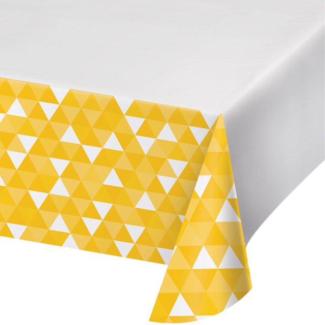School Bus Yellow Fractal Plastic Tablecloth, each