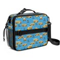 thumbnail image 1 of School Bus and Clouds Blue Pattern Insulated Lunch Bag with Shoulder Strap and Bottle Holder,Bento School Lunch Bag Box,11x9.5x3.5 Inches, 1 of 5