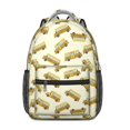 thumbnail image 1 of School Bus and Wheels Beige Pattern Backpack for School, Cute School Bag with Adjustable Shoulder Straps and Padded Back, 15.3"x11"x6.7", 1 of 5