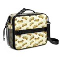 thumbnail image 1 of School Bus and Wheels Beige Pattern Insulated Lunch Bag with Shoulder Strap and Bottle Holder,Bento School Lunch Bag Box,11x9.5x3.5 Inches, 1 of 5