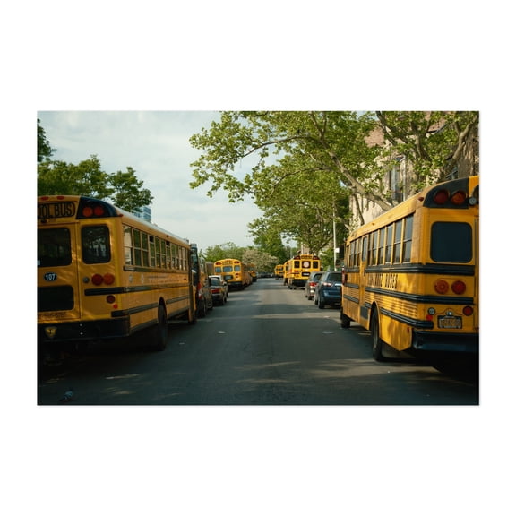 School Busses, South Williamsburg - Brooklyn New York Photography Unframed Wall Art Print 24 x 36 inches