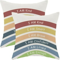 School Classroom Decor Pillow Covers 16 x 16 Inch, Students Playroom Throw Pillows for Couch Sofa Bed, Boho Rainbow Reading Nook Book Decorative Pillowcase Linen Cushion Cover Set of 2