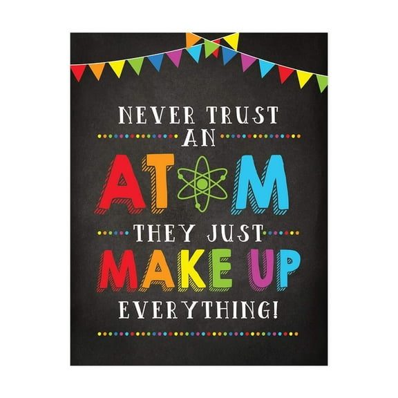 School Classroom Science Teacher Wall Art Poster Signs Think Like a Proton and Stay Positive  Inspirational Physics Poster Science Posters Classroom Décor