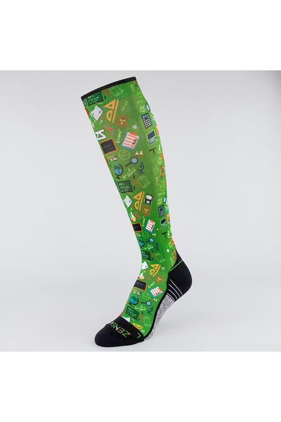 School Collage Compression Socks (Knee-High) M / Green