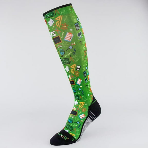 School Collage Compression Socks (Knee-High) M / Green