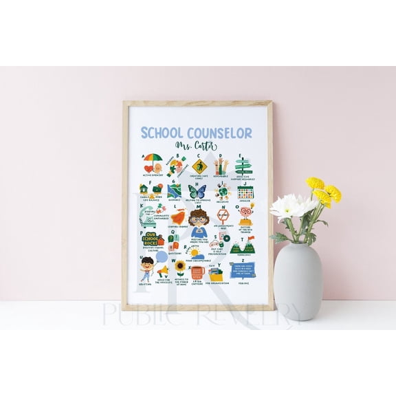 School Counselor Appreciation Wall Art Print, Unframed Paper Poster 8x10in