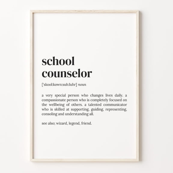 School Counselor Definition Quote Dictionary Poster Unframed Paper Print