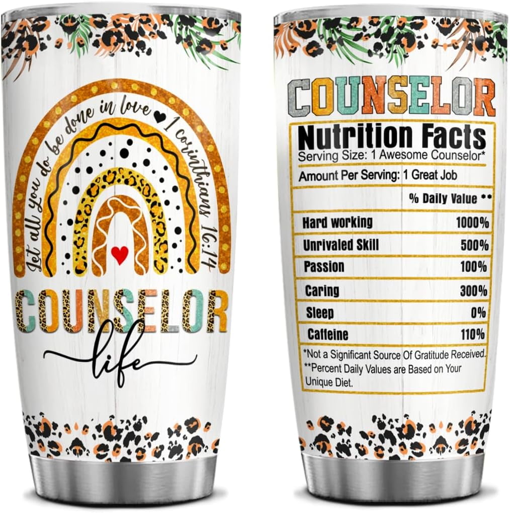School Counselor Gifts: 20oz Tumbler, Counselor Appreciation Week Mug