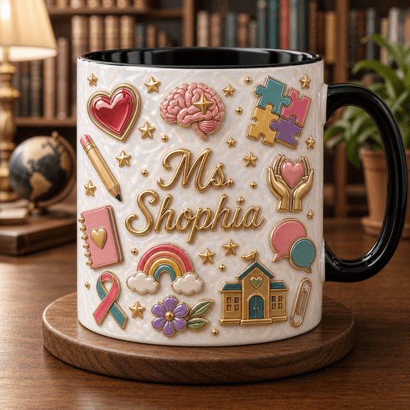 School Counselor Mug 3D Effect Personalized Ms. Name Appreciation Gift