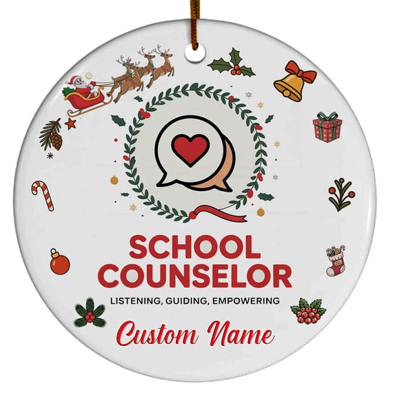 School Counselor Ornament – Holiday Ornament Gift with Custom Text for Family, Friends, Colleagues, Christmas 2025 Tree Keepsake