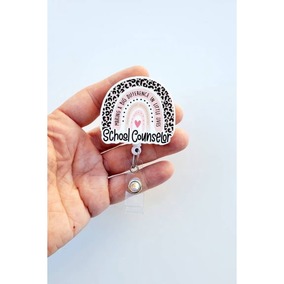 School Counselor badge | school Counselor Badge Reel | Rainbow school counselor Badge | Cute School counselor Badge | Retractable Badge |