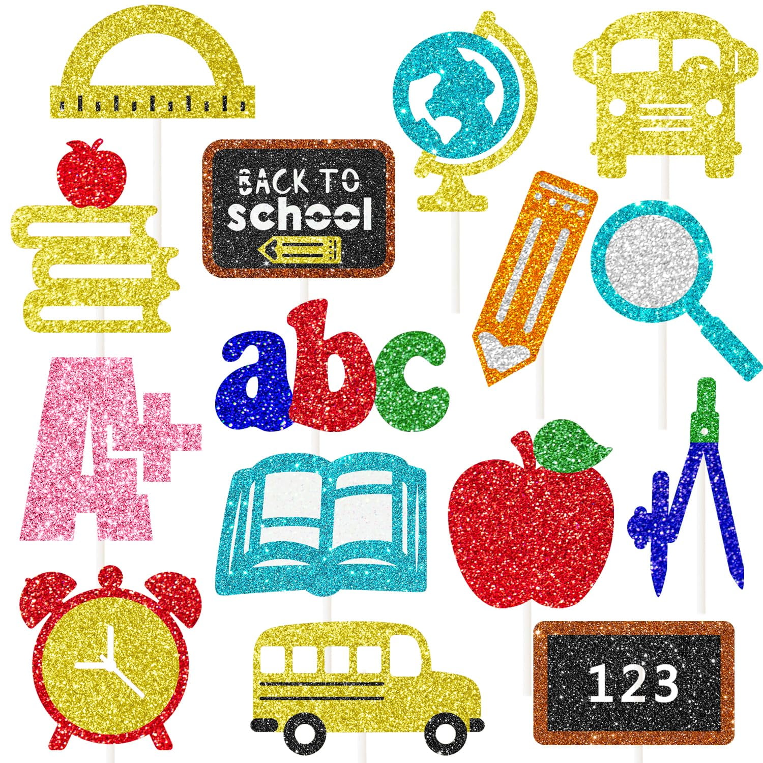 16-Piece Welcome Back To School Cupcake Toppers - First Day Party Decorations For Classroom