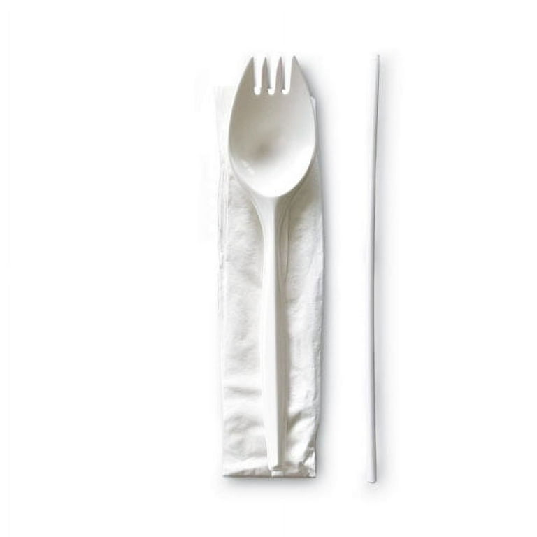 School Cutlery Kit, Napkin/Spork/Straw, White, 1000/Carton School Cutlery Kit, Napkin/Spork/Straw, White, 1000/Carton