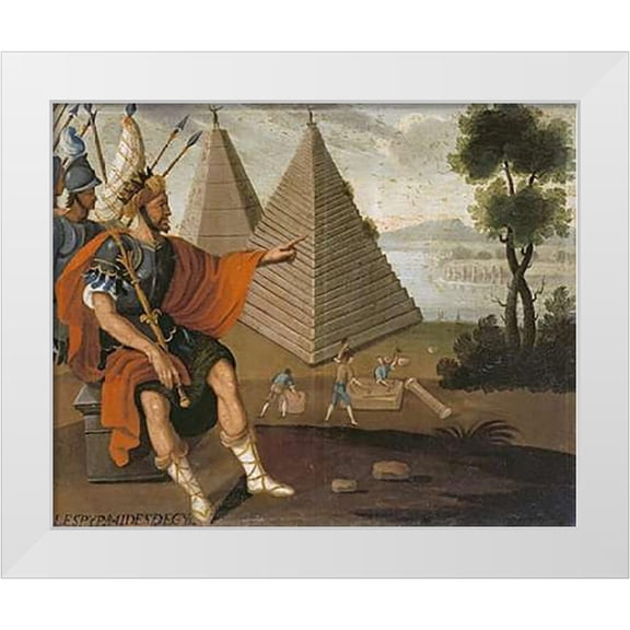 School, Cuzco 14x12 White Modern Wood Framed Museum Art Print Titled - The Pyramids of Egypt