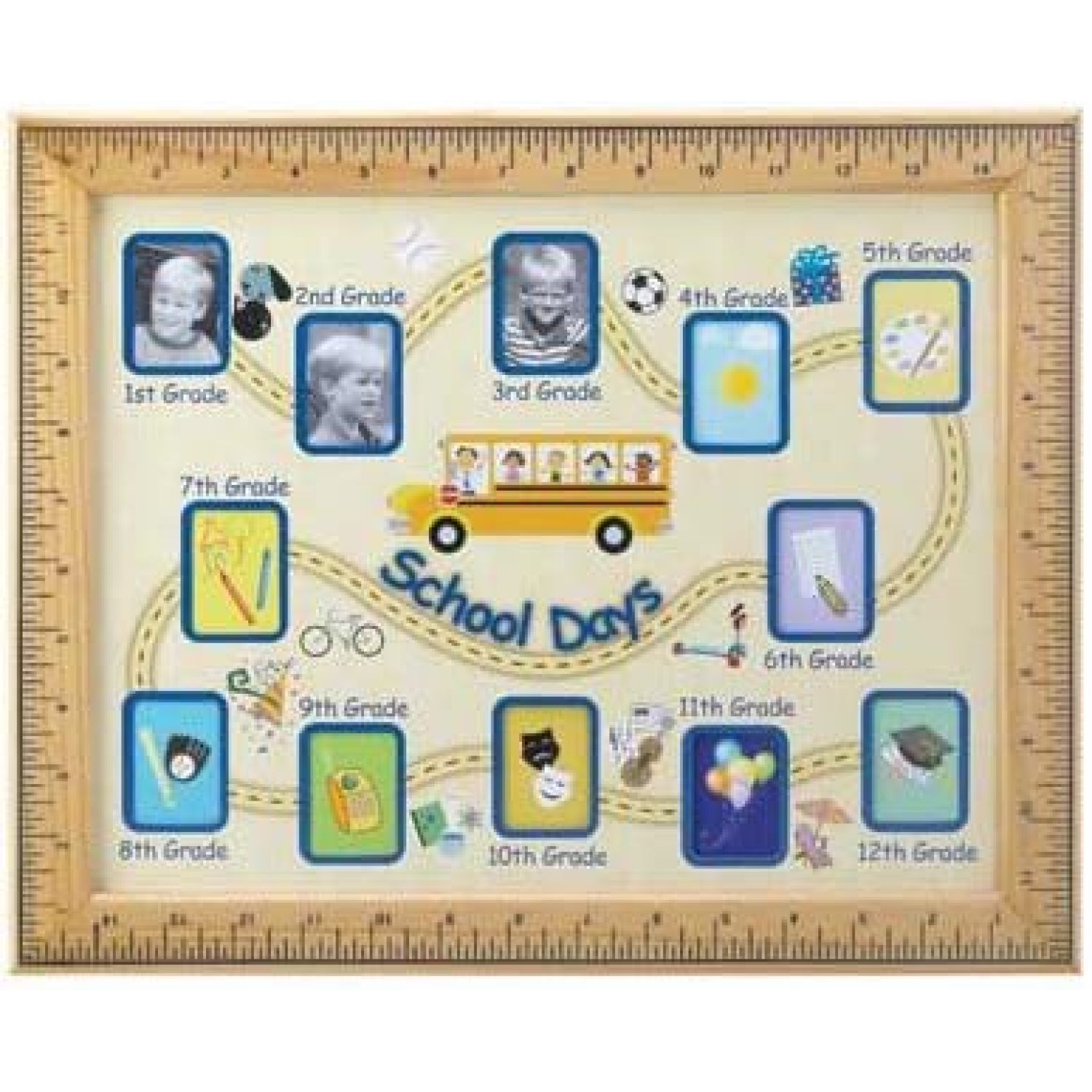 School Days Picture Frame with Ruler Border