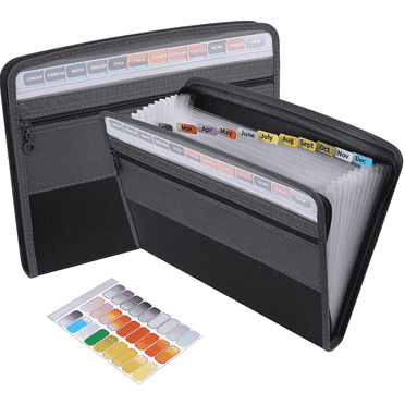 Accordion Expanding File,Accordion File Organizer with Zip Closure Expanding File Folder 13 Pockets Portable Letter A4 Paper Accordion File Organizer for School Office Documents（Black）