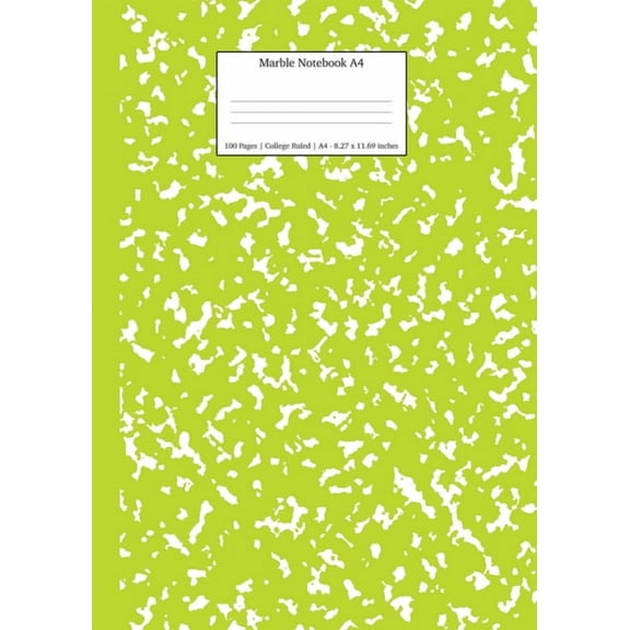 School Exercise Books A4: Marble Notebook A4: Green Marble College Ruled Journal (Paperback)