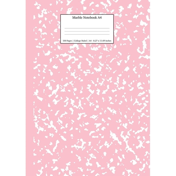 School Exercise Books A4 Marble Notebook A4: Pink Marble College Ruled Journal, Book 11, (Paperback)