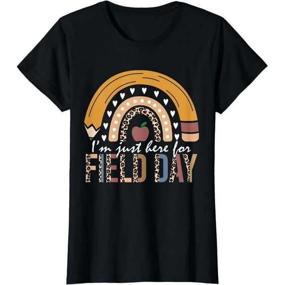 School Field Day Teacher I'm Just Here For Field Day Leopard T-Shirt