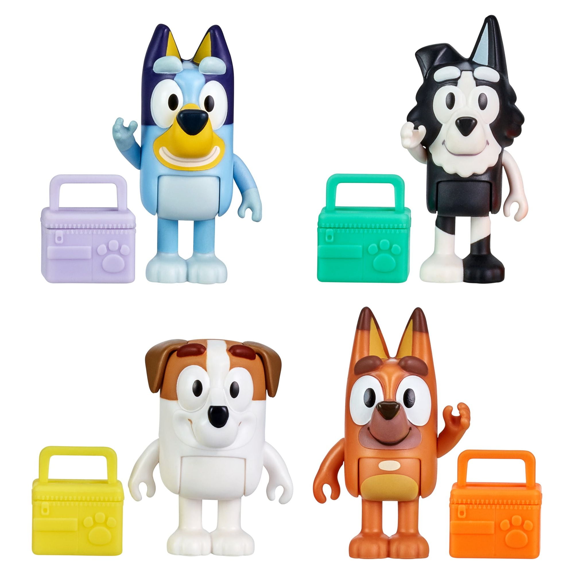 Bluey School Friends 4-Pack Action Figures with Lunchboxes