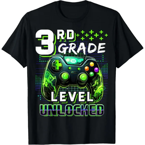 School Gamer Design Funny Level Unlocked Funny Graphic Design Unisex T-Shirt, up to Size 5XL