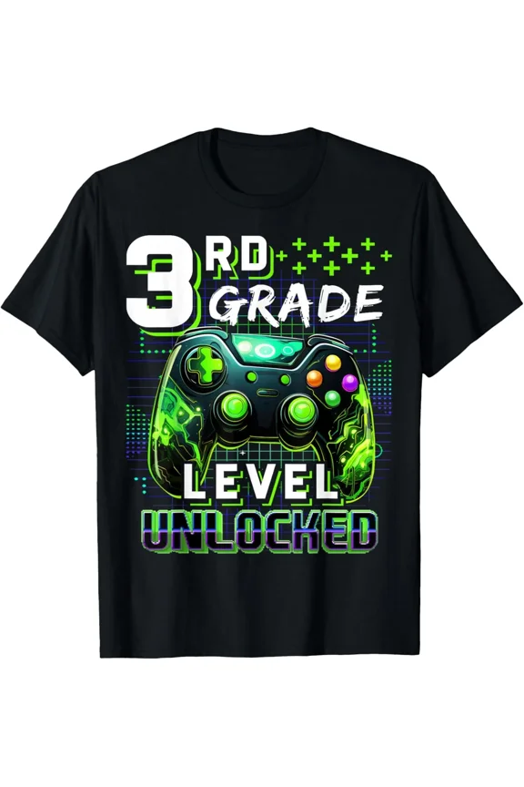 School Gamer Level Unlocked Funny Video Game Back To School Gift Unisex T-Shirt ,up to size 5XL