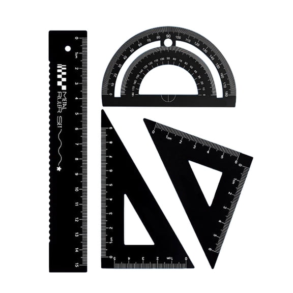 School Geometry Tool Set Metal Drawing Ruler for Student Including Metal Straight Ruler Set Square Protractor and Case