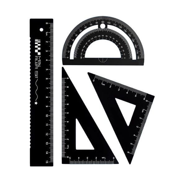 School Geometry Tool Set Metal Drawing Ruler for Student Including Metal Straight Ruler Set Square Protractor and Case