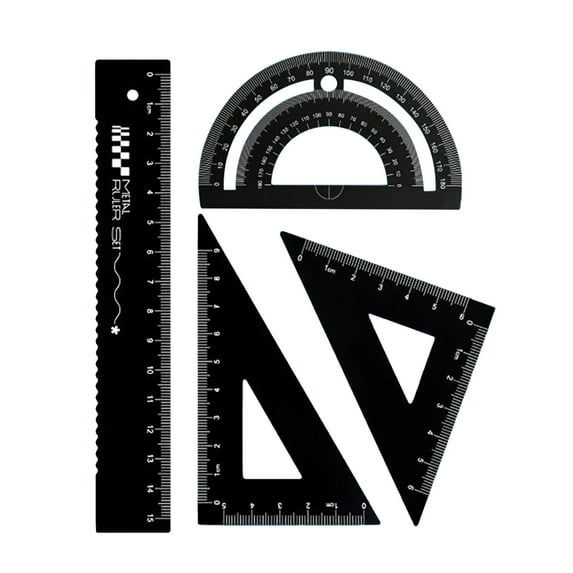School Geometry Tool Set Metal Drawing Ruler for Student Including Metal Straight Ruler Set Square Protractor and Case