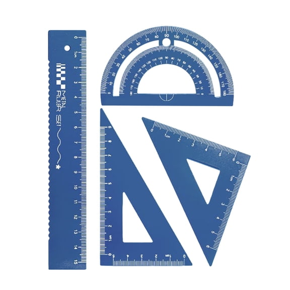 School Geometry Tool Set Metal Drawing Ruler for Student Including Metal Straight Ruler Set Square Protractor and Case