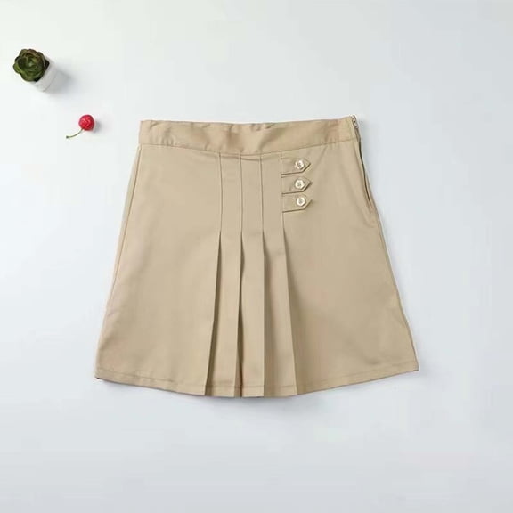 School Girl Skirts for Women Casual Mini Khaki Skirt Adjustable Waist Japanese School Girl Uniform 15-16 Years