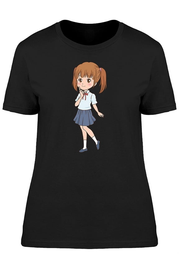 School Girl Thinking Cartoon T-Shirt Women -Image by Shutterstock, Female XX-Large