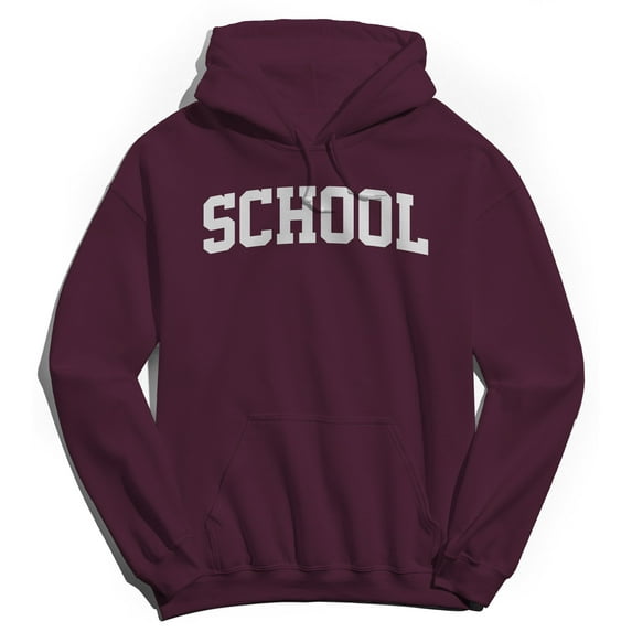 School Graphic Maroon Men's Cotton Pullover Hoodie