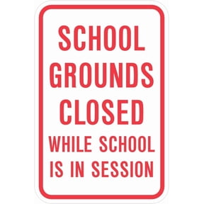 School Grounds Closed Sign – 8x12 Inch RustFree Aluminum,Reflective & Weatherproof Metal Sign,HighVisibility Outdoor Warning Sign for School or Private Property