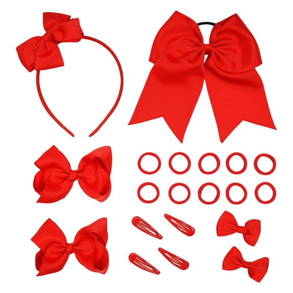 School Hair Accessories Set for Little Teen Girls Uniform Hair Bows Set with Hair Clips,Headbands and Ponytail Holders