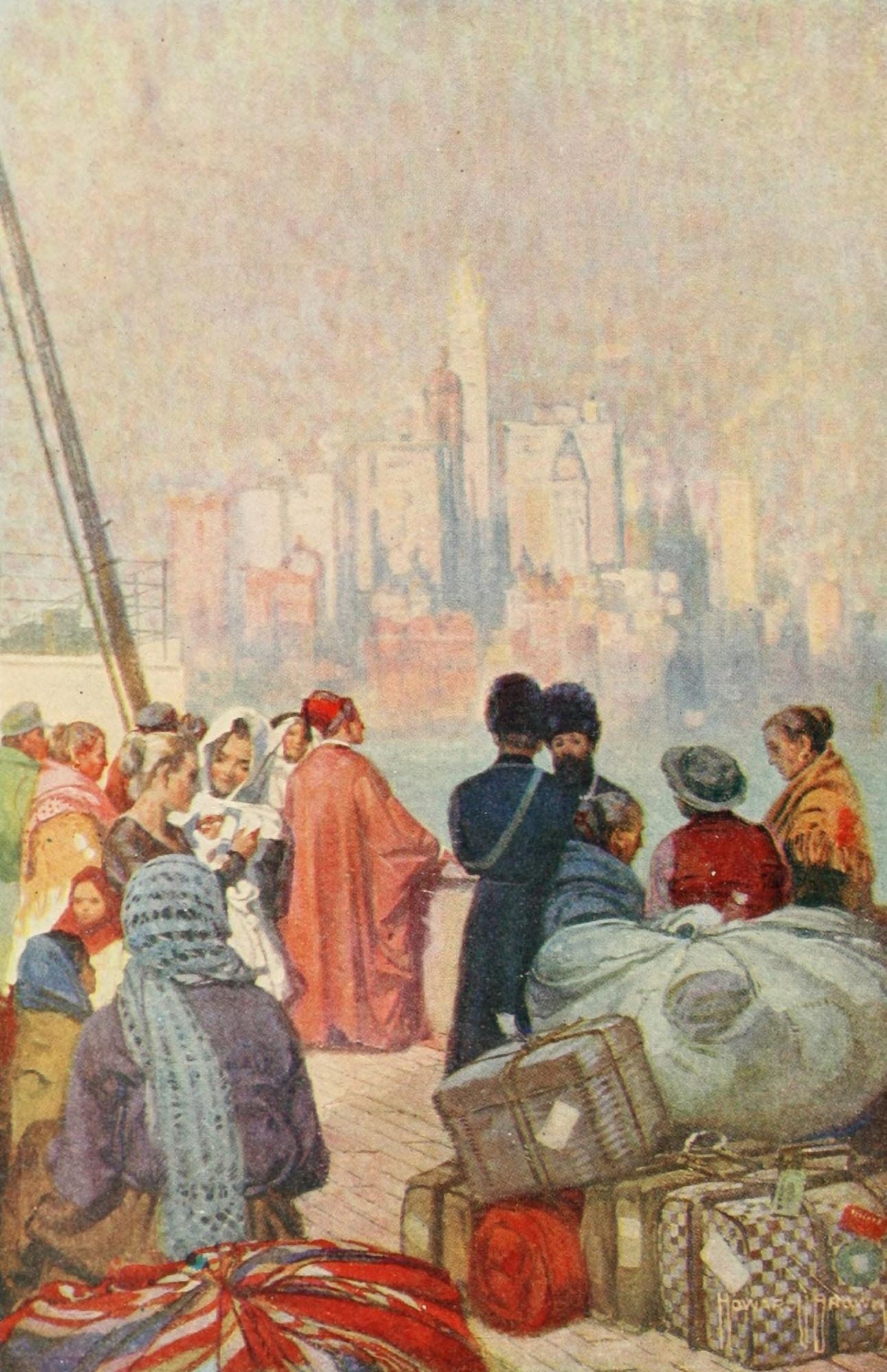 School History of the United States 1918 Immigrant ship entering New York Harbour Canvas Art - Unknown (18 x 24)