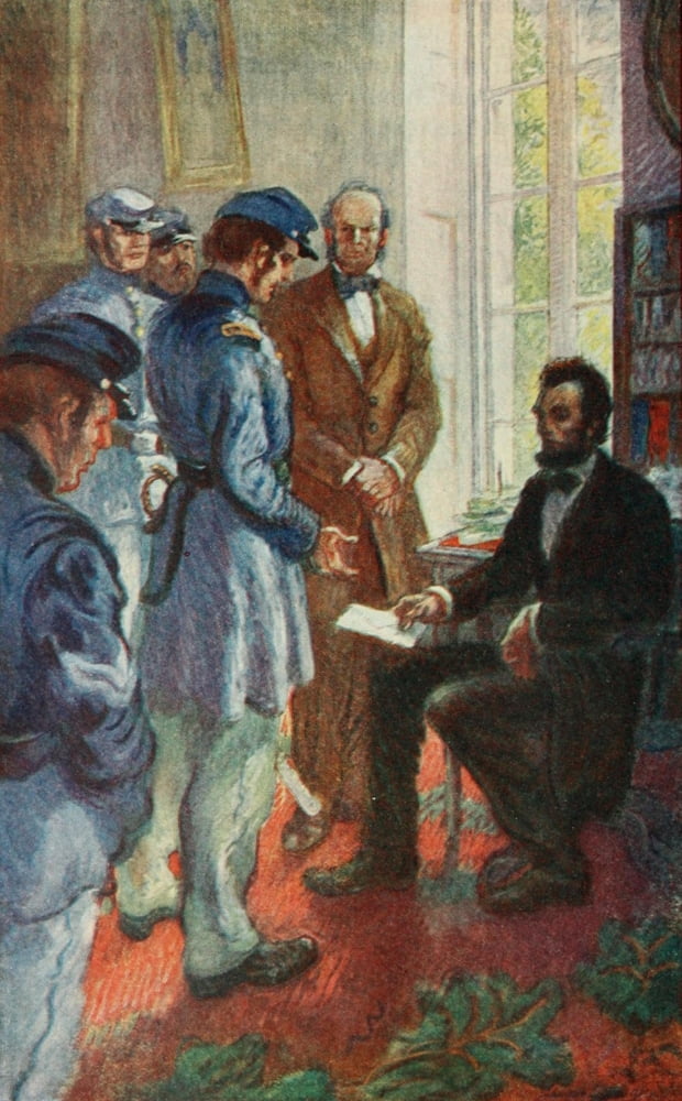 School History of the United States 1918 Lincoln hated to sign death warrants of deserters Canvas Art - Unknown (18 x 24)