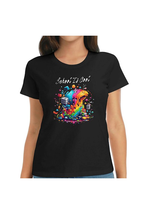 School Is Cool Back to School Gifts Fashionable and Comfortable Women's Graphic Tees