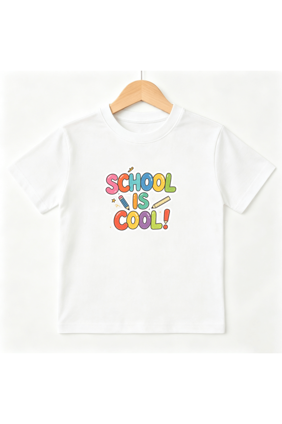 School Is Cool Color Stationery Boys Graphic Tee Cute Preschool Back To School Kid Gift 100% Cotton Kids Short Sleeve T-Shirt