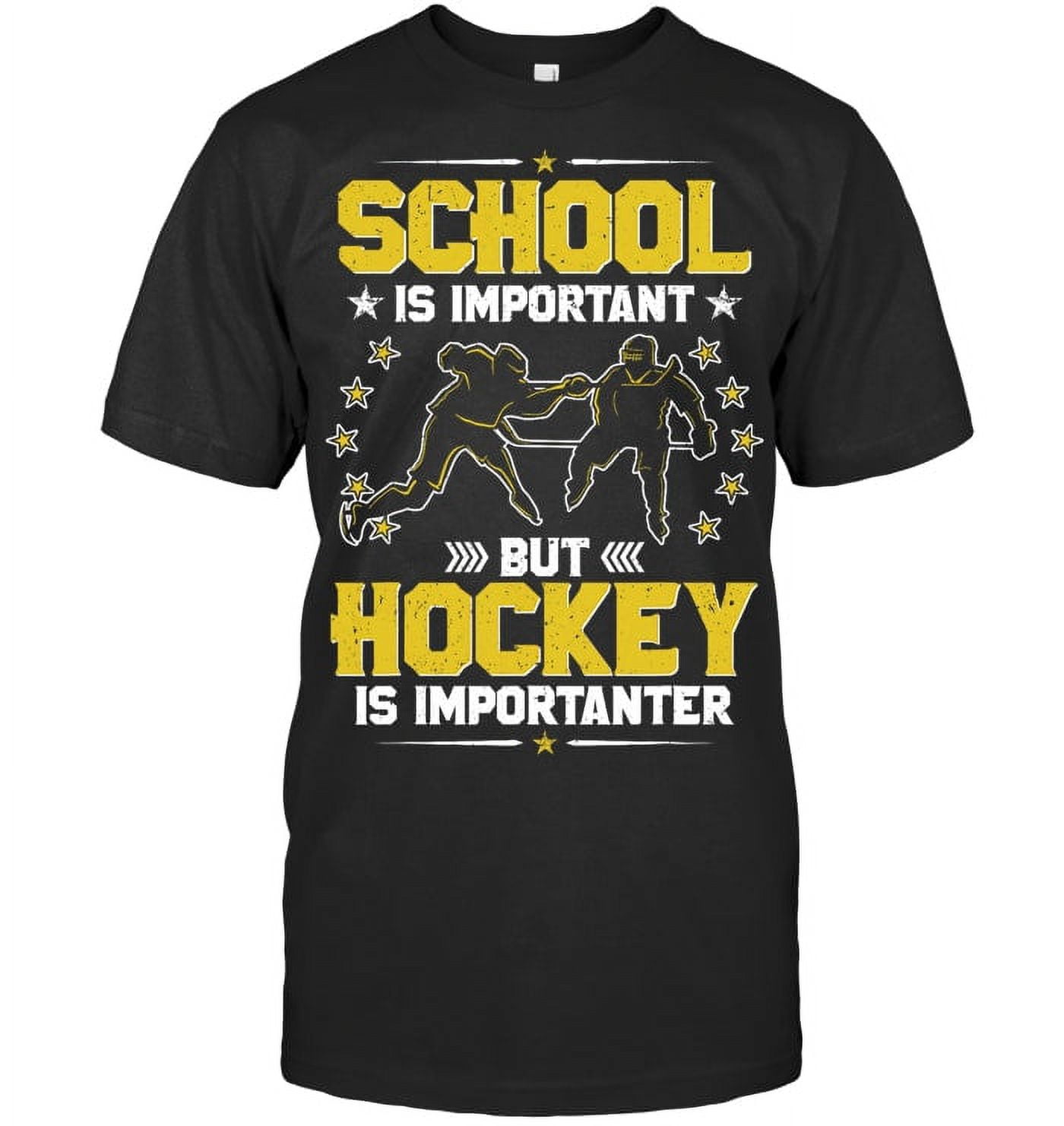 T-Shirt Humour Hockey Sur Glace – ‘School Is Important But Ice Hockey Is Importanter’ – Cadeau Vintage Rigolo